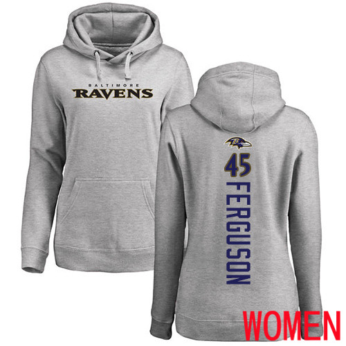 Baltimore Ravens Ash Women Jaylon Ferguson Backer NFL Football #45 Pullover Hoodie Sweatshirt